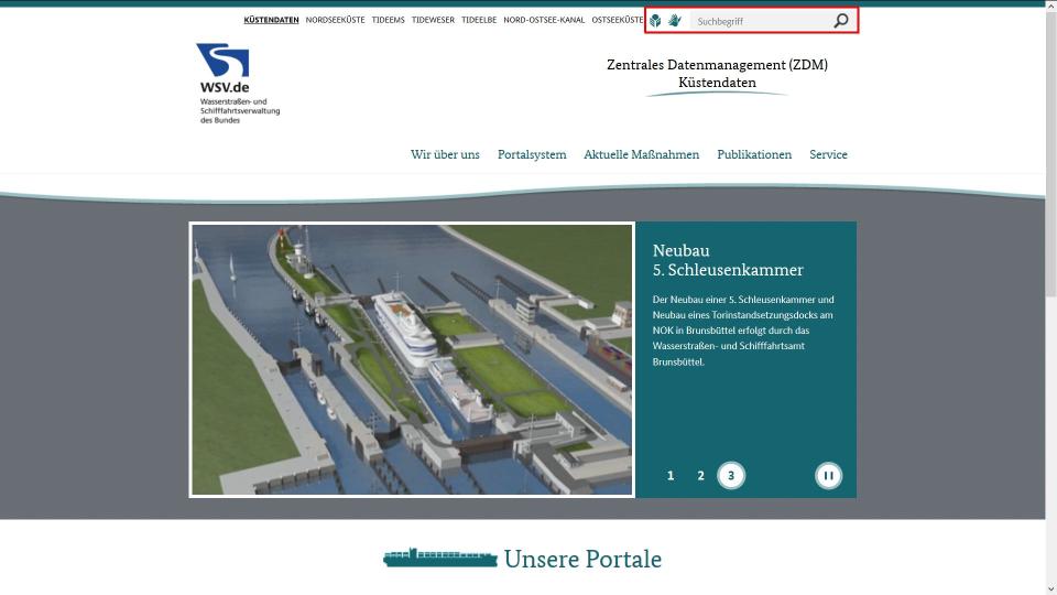 Startseite des Internetauftritts Küstendaten.de Startseite des Internetauftritts Küstendaten.de